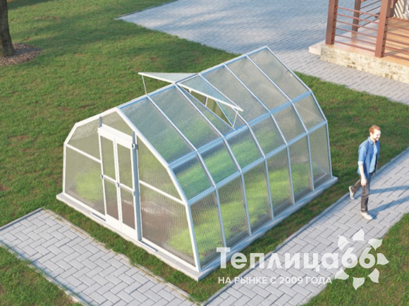 Теплица Рада Таймыр из поликарбоната, 3,5x4 метра, белая